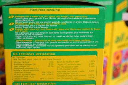 plant food label photo